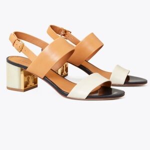 Tory Burch Gigi Leather Sandals in Elba Camello/New Cream Sz 10